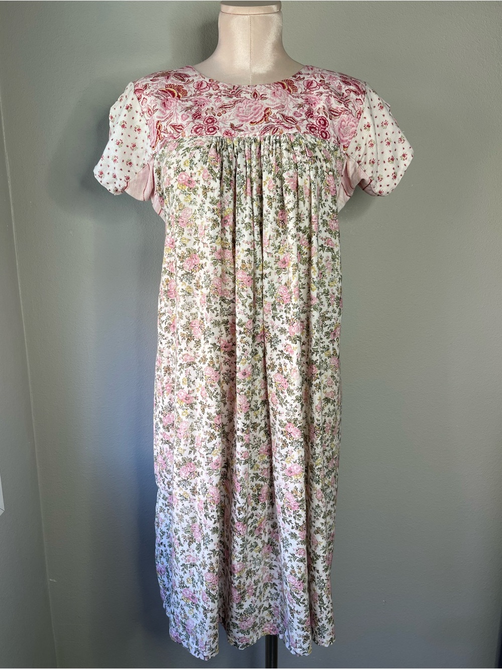 D'Ascoli 100% Hand Woven Cotton Patchwork Cottagecore Midi Dress